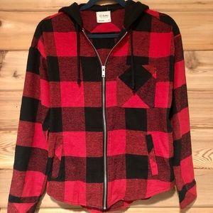 Flannel Hoodie with Zipper ♥️